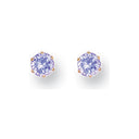Yellow Gold 4mm Claw Set Lavander Cubic Zirconia Studs
