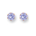 Yellow Gold 6mm Claw Set Lavander Cubic Zirconia Studs