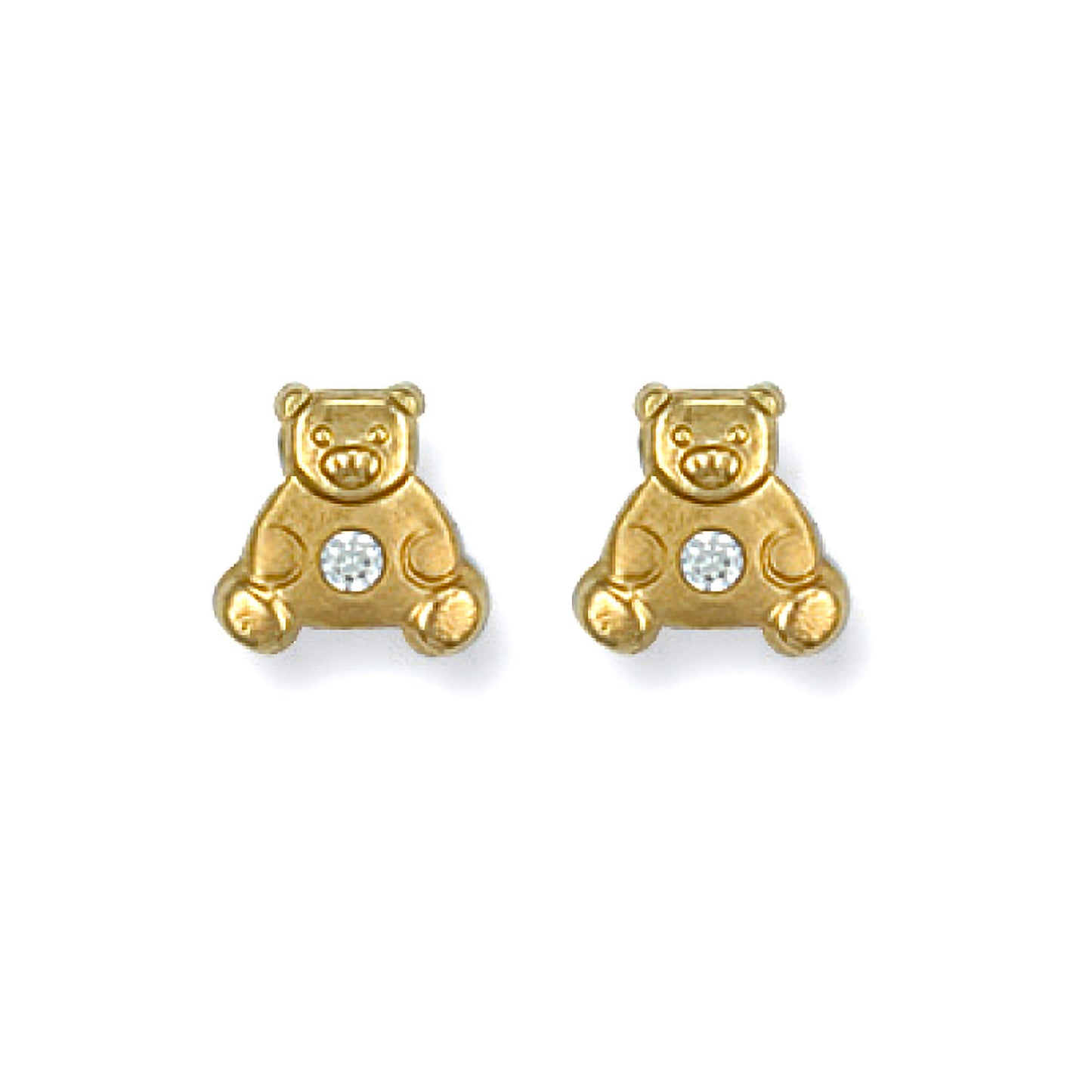 Yellow Gold Cubic Zirconia Teddy Bear Studs - 9ct Gold