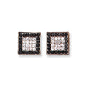 9ct Yellow Gold Black & White Cubic Zirconia Square Studs