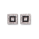 9ct White Gold Black & White Cubic Zirconia Square Studs