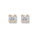 9ct Gold 4.0mm Round Brilliant Cubic Zirconia Studs