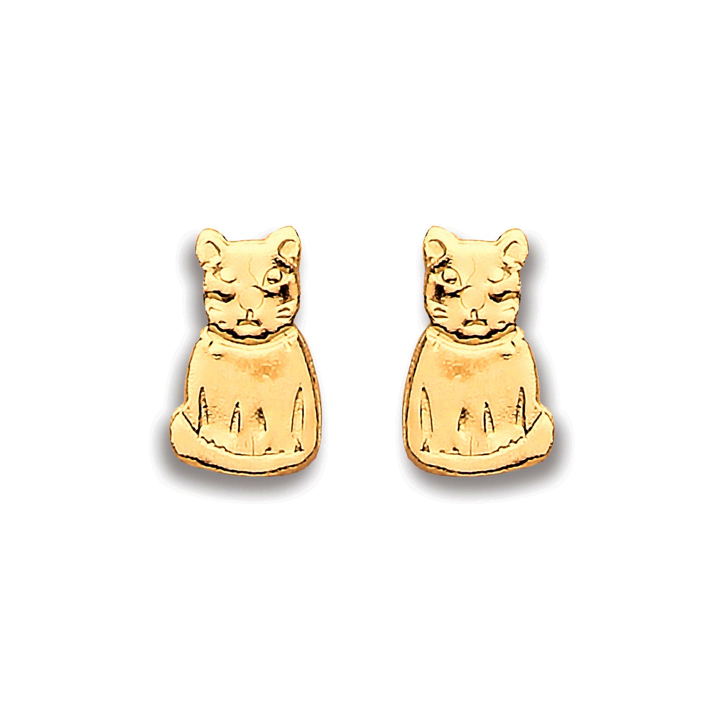 9ct Yellow Gold Cat Studs - 9ct Gold