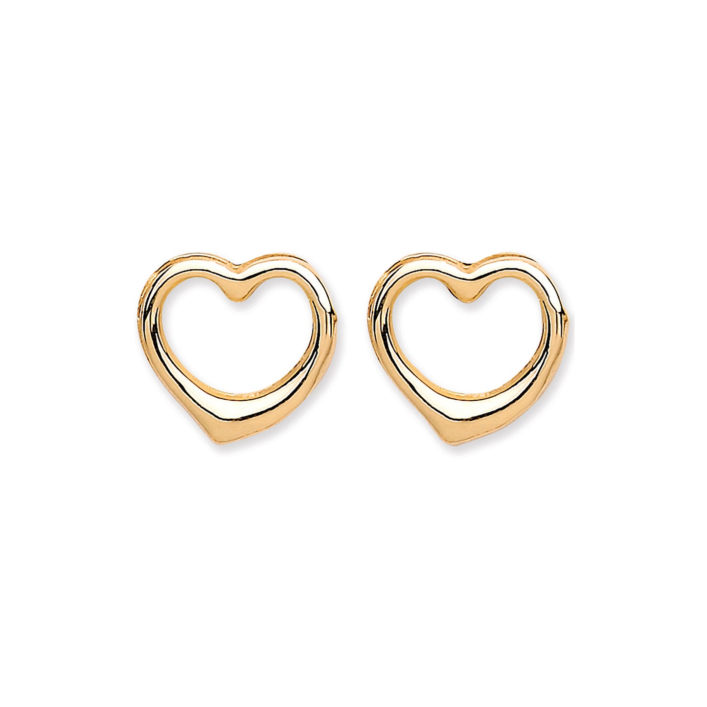 9ct Yellow Gold Open Heart Studs - 9ct Gold