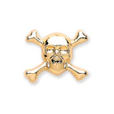 9ct Yellow Gold Skull & Crossbones Single Stud for Men