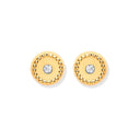 9ct Yellow Gold 6mm Ribbed Edge with Cubic Zirconia Studs