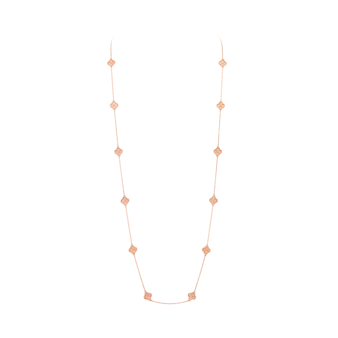 Belle Vante Long Necklace 16 motifs Embossed 18K Rose Gold