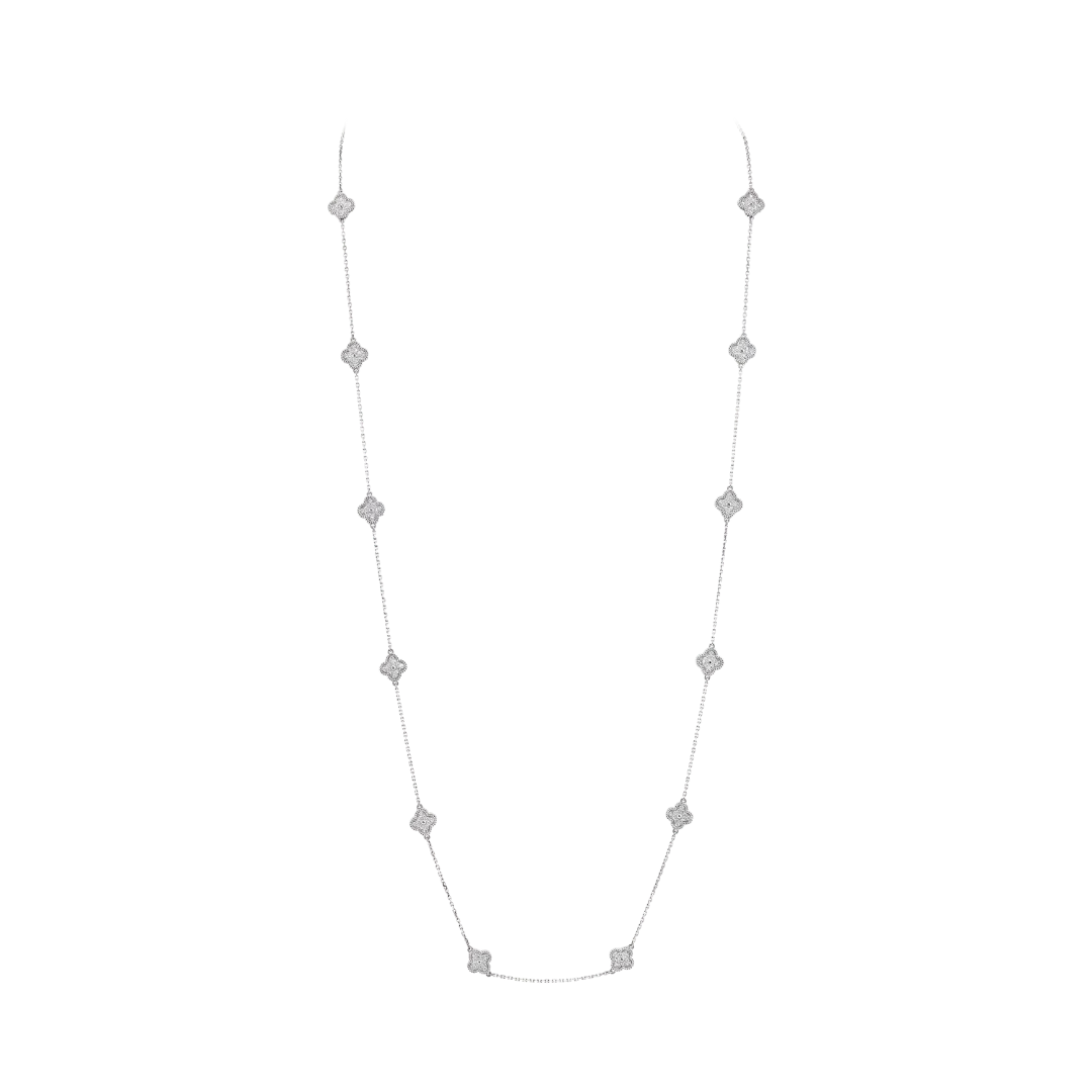 Belle Vante Long Necklace 16 Motifs Full Diamonds 18K White Gold