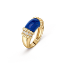 Perlée Couleurs Ring in 18K Yellow Gold with Diamonds and Lapis Lazuli