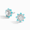 Tip-Top Diamond Stud Earrings White Gold Sea Blue Chalcedony