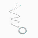 Tip-Top Diamond Halo Necklace White Gold Sea Blue Chalcedony