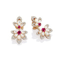 Tiaré Earrings in 18kt Rose Gold with Mother of Pearl Rubellite and Diamonds