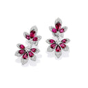 Tiaré Earrings in 18kt White Gold with Rubellite and Diamonds