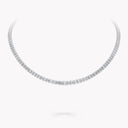 Emerald Cut Diamond Graduated Line Necklace White Gold