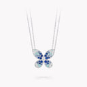 Butterfly Sapphire Tourmaline and Diamond Pendant White Gold