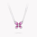 Butterfly Ruby, Pink Sapphire and Diamond Pendant White Gold