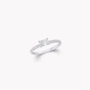 Horizontal Emerald Cut Diamond Ring White Gold