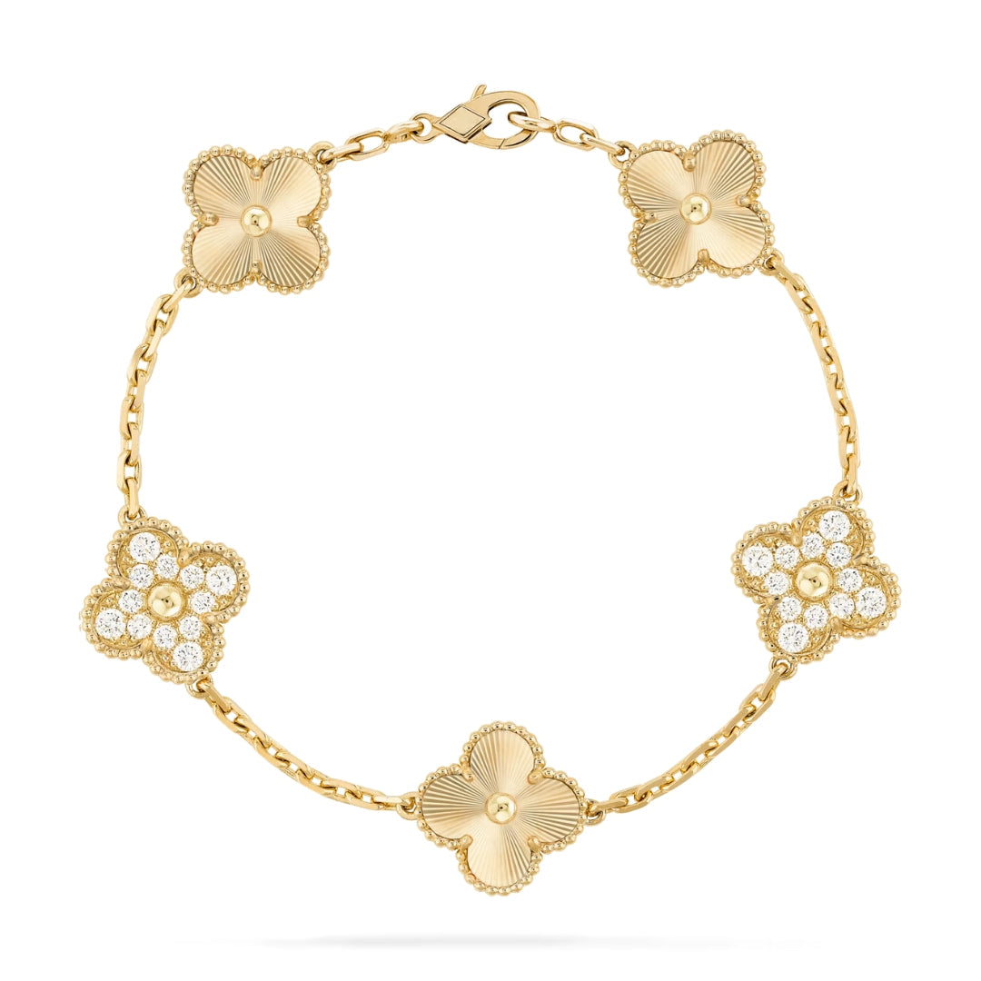 Belle Vante Bracelet 5 Motifs Diamonds 18K Yellow Gold