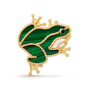 Lucky Animals Frog Clip in 18K Yellow Gold with Malachite