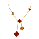 Magic Alhambra 6 Motifs Necklace in 18K Yellow Gold with Carnelian
