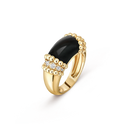 Perlée Couleurs Ring in 18K Yellow Gold with Onyx and Diamond