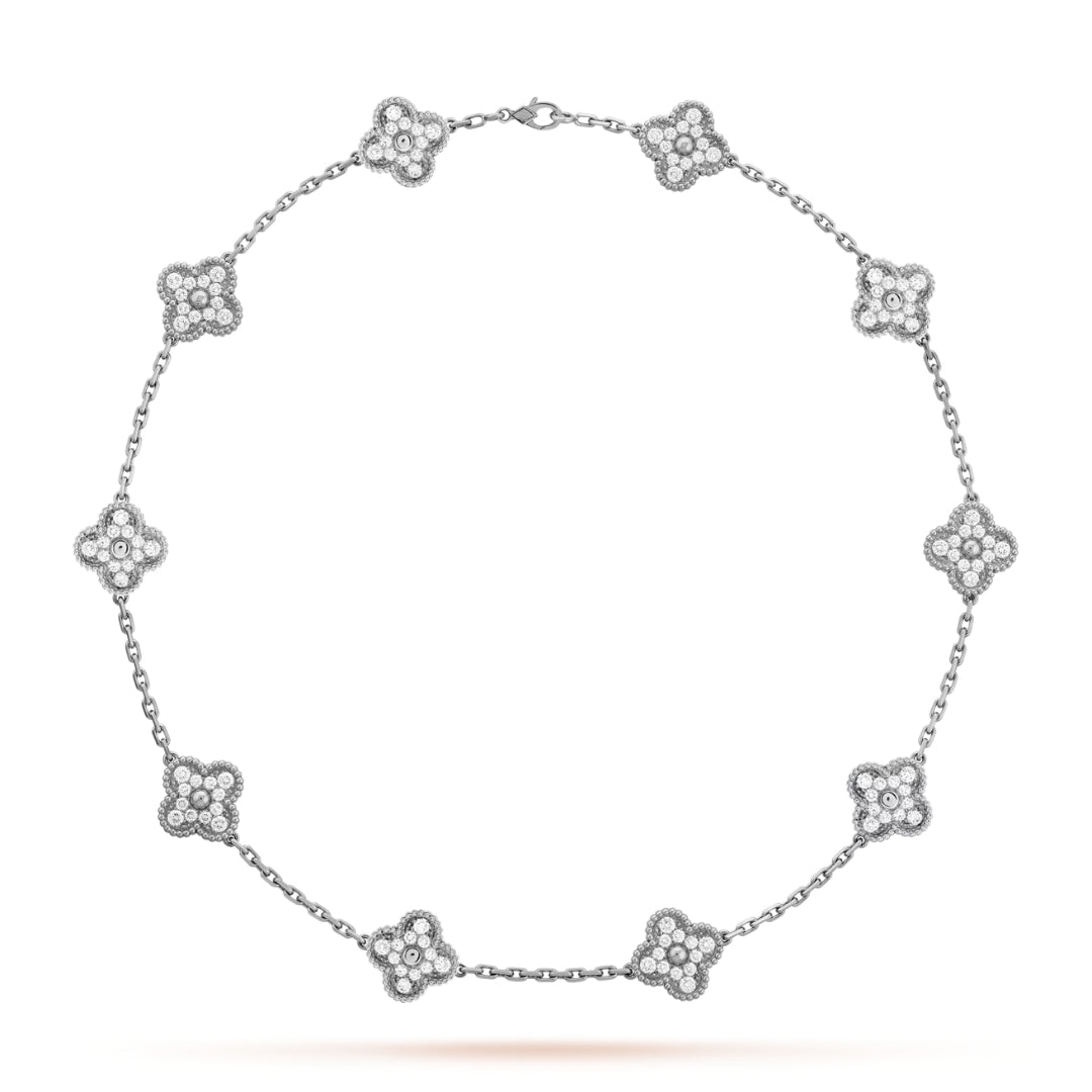 Belle Vante Necklace 10 Motifs Full Diamonds 18K White Gold