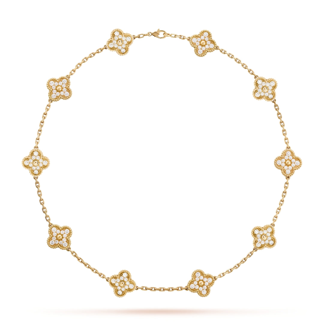 Belle Vante Necklace 10 Motifs Full Diamonds 18K Yellow Gold