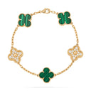 Belle Vante Bracelet 5 Motifs Diamond Malachite 18K Yellow Gold