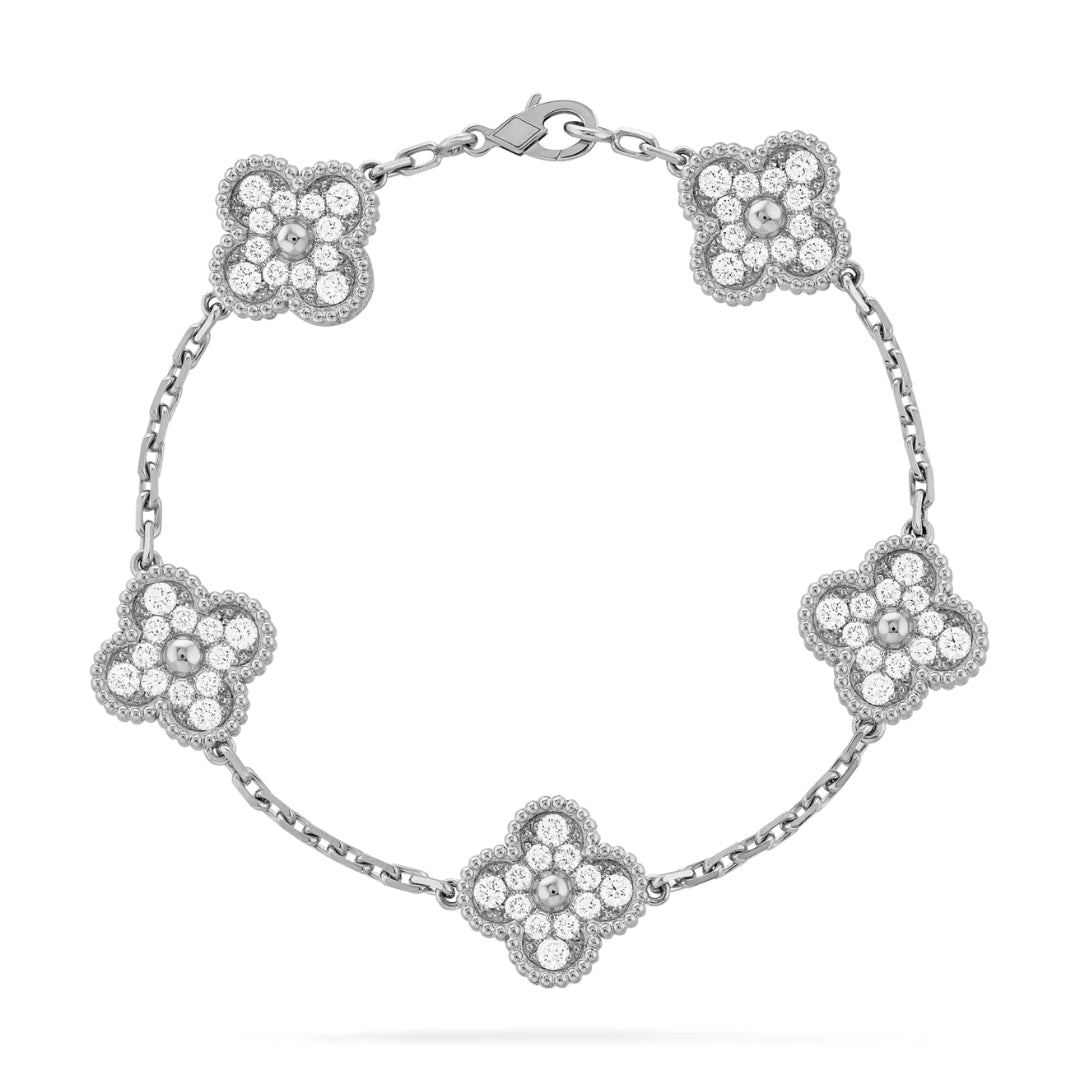Belle Vante Bracelet 5 Motifs Diamonds 18K White Gold