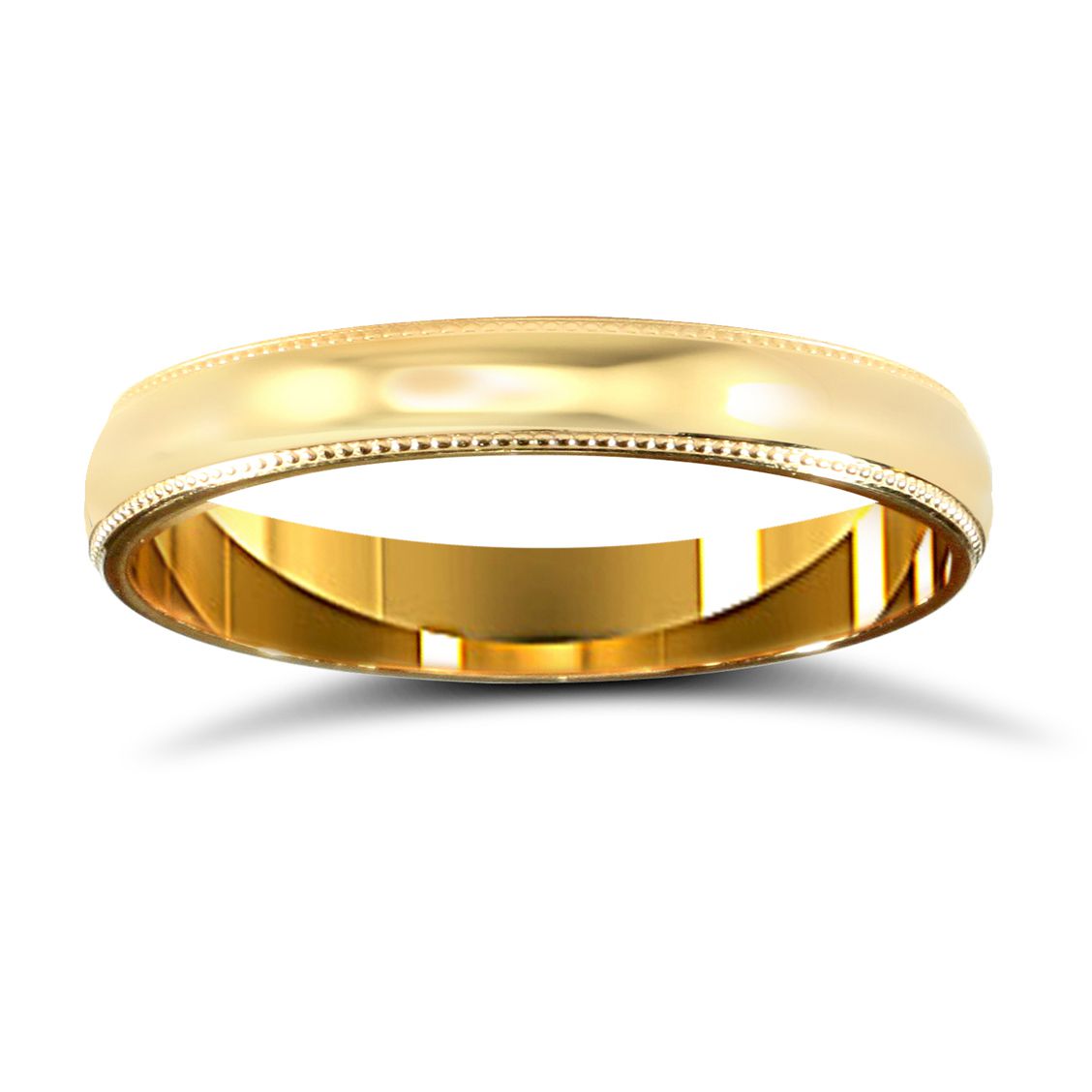 22ct Yellow Gold Standard Weight 3mm Court Profile Mill Grain Wedding Ring
