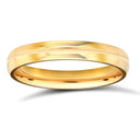 22ct Yellow Gold Standard Weight 3mm Court Profile Centre Groove Wedding Ring