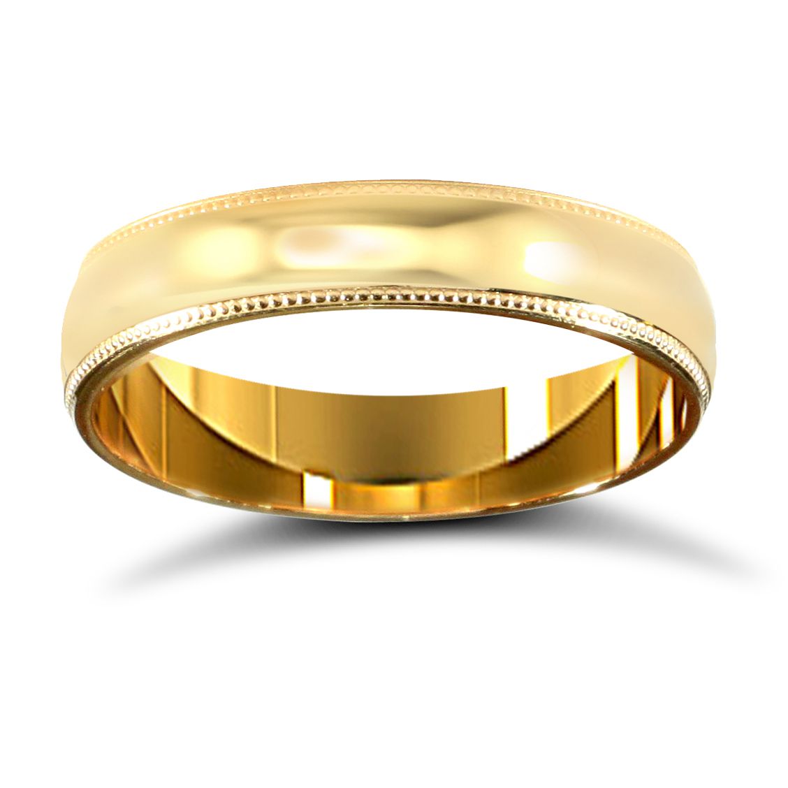 22ct Yellow Gold Standard Weight 4mm Court Profile Mill Grain Wedding Ring