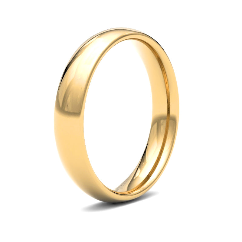 22ct Yellow Gold Standard Weight 4mm Court Profile Mirror Finish Wedding Ring