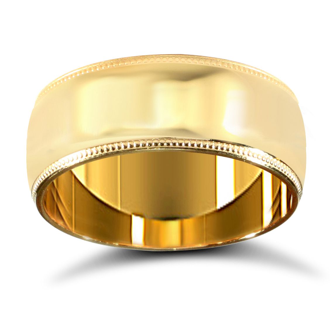 22ct Yellow Gold Standard Weight 8mm Court Profile Mill Grain Wedding Ring