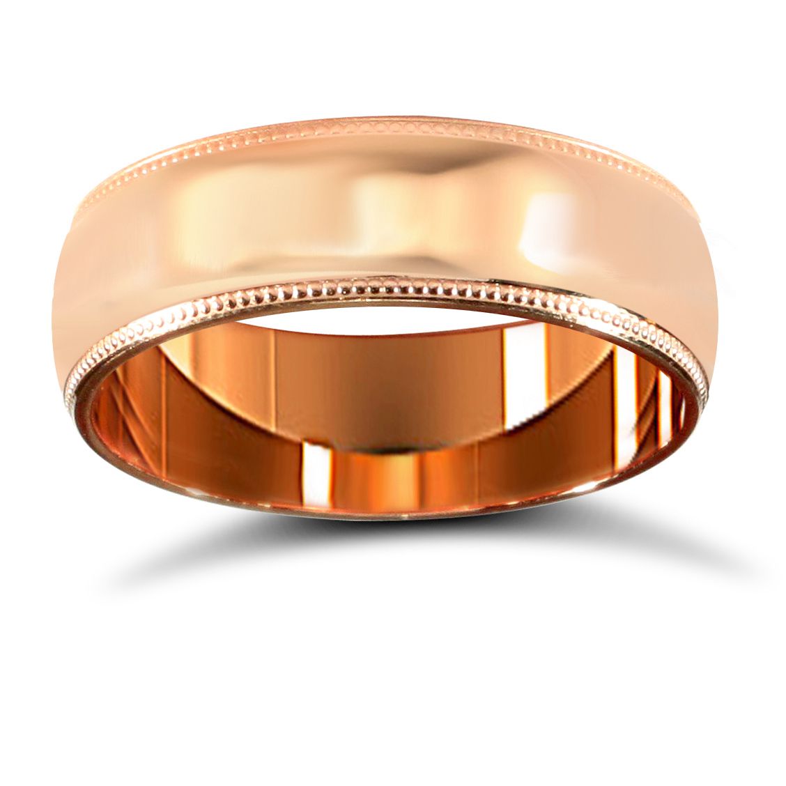 9ct Rose Gold Premium Weight Court Profile Mill Grain Wedding Ring