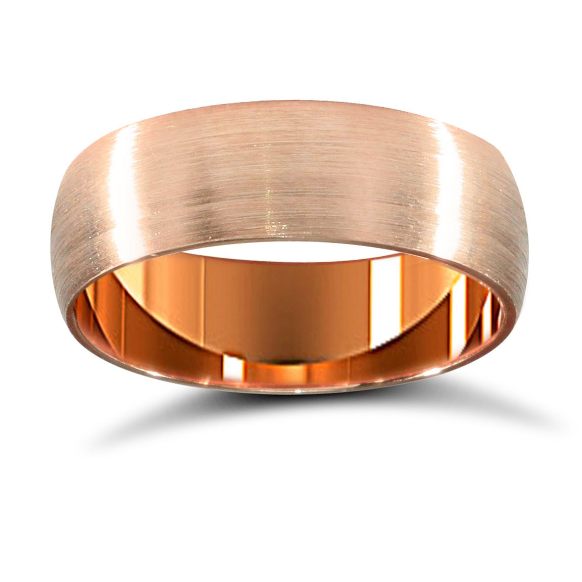 18ct Rose Gold Premium Weight D-Shape Profile Satin Wedding Ring