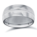 9ct White Gold Premium Weight D-Shape Profile Centre Groove Wedding Ring