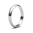 18ct White Gold Standard Weight D-Shape Profile Mirror Finish Wedding Ring