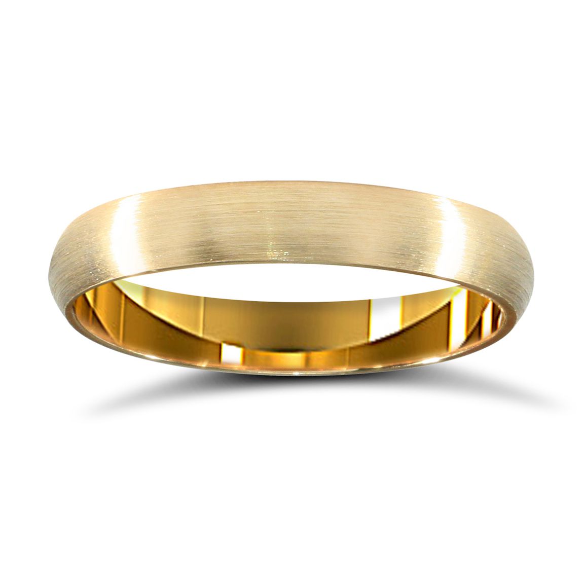 22ct Yellow Gold Standard Weight 3mm D Shaped Profile Satin Wedding Ring