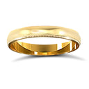 22ct Yellow Gold Standard Weight 3mm D Shaped Profile Mill Grain Wedding Ring