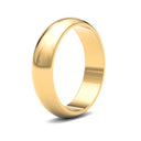 22ct Yellow Gold Standard Weight 5mm D Shaped Profile Mirror Finish Wedding Ring