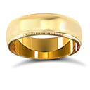 22ct Yellow Gold Standard Weight 6mm D Shaped Profile Mill Grain Wedding Ring
