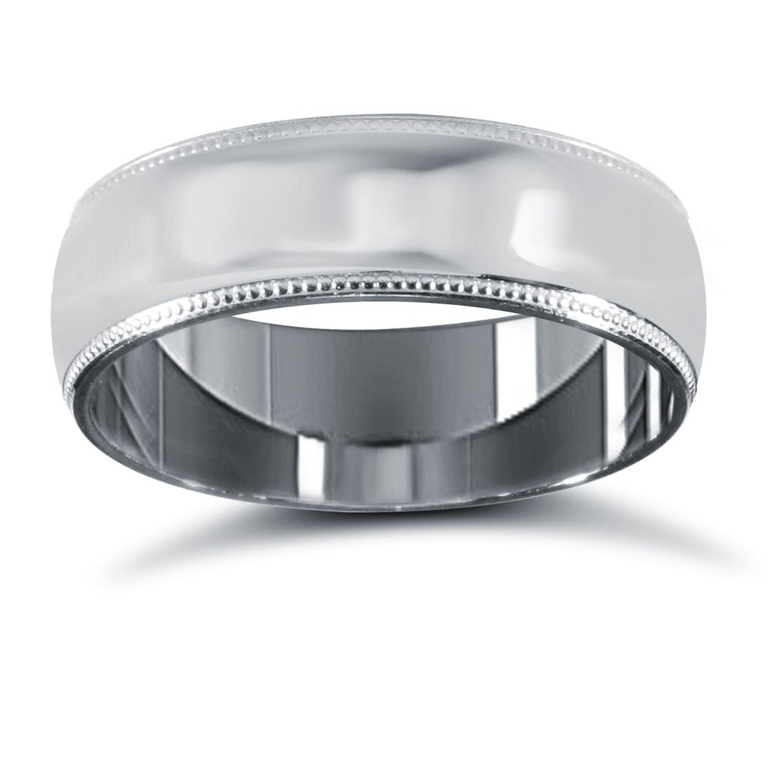 9ct White Gold Premium Weight D-Shape Profile Mill Grain Wedding Ring