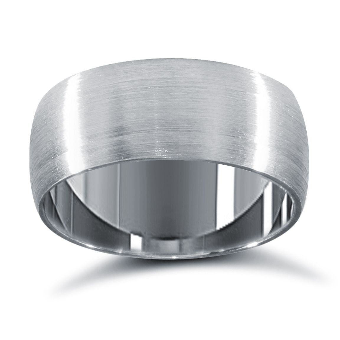 9ct White Gold Standard Weight D-Shape Profile Satin Wedding Ring