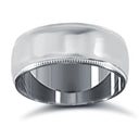 9ct White Gold Standard Weight D-Shape Profile Mill Grain Wedding Ring