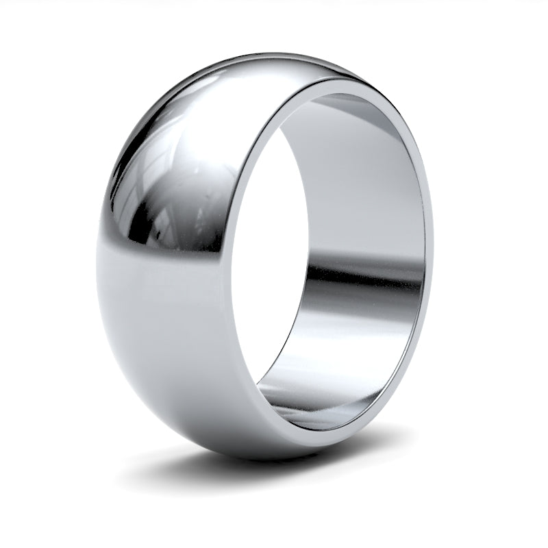 9ct White Gold Standard Weight D-Shape Profile Mirror Finish Wedding Ring