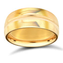 9ct Yellow Gold Premium Weight D-Shape Profile Centre Groove Wedding Ring