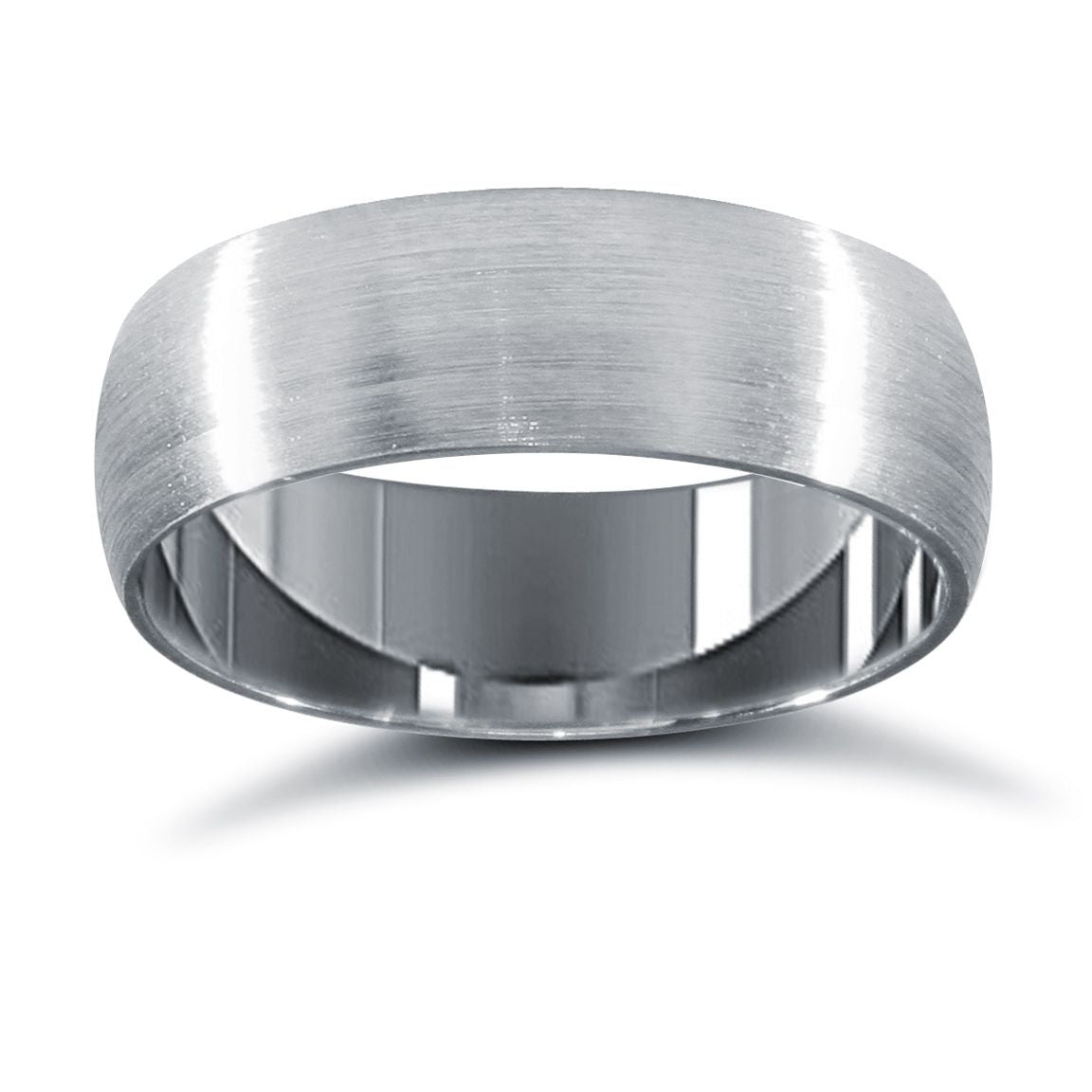 Palladium Standard Weight D-Shape Profile Satin Wedding Ring