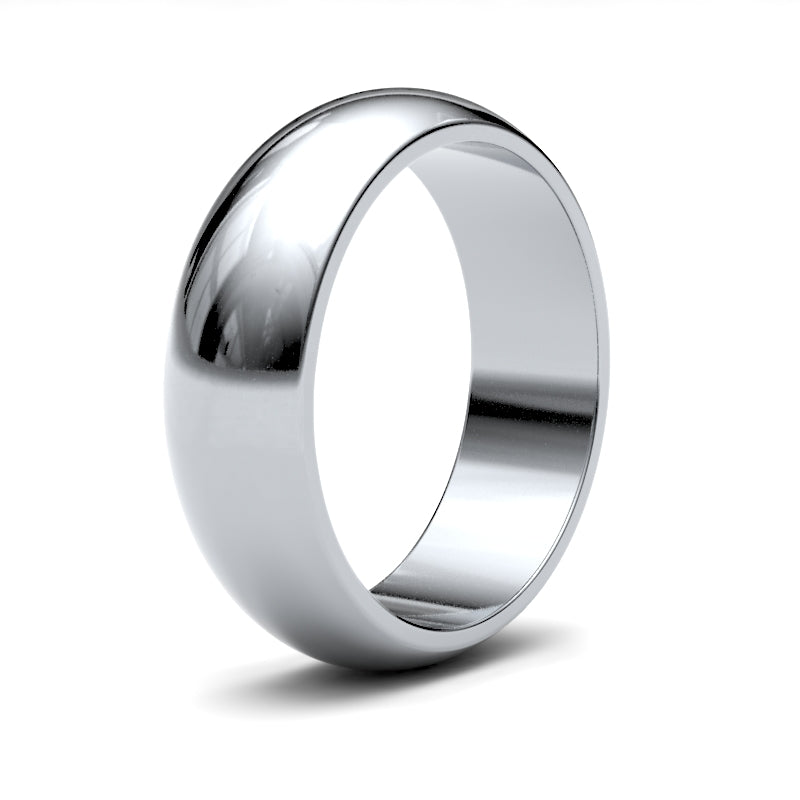 Platinum Standard Weight D-Shape Profile Mirror Finish Wedding Ring
