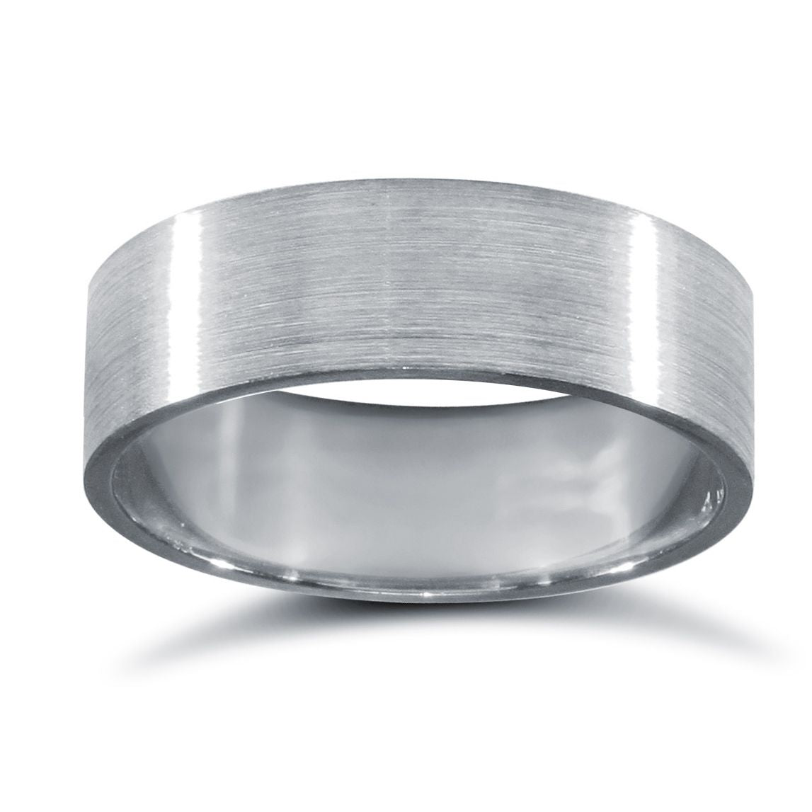 18ct White Gold Premium Weight Flat Court Profile Satin Wedding Ring